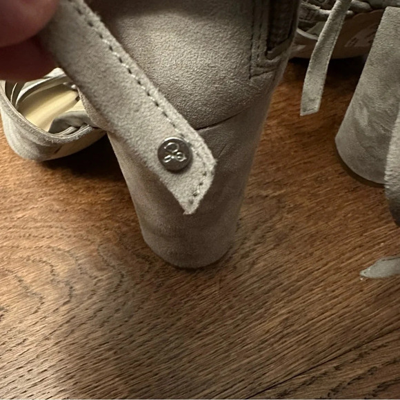 Sam Edelman Yarina Suede Laceup Block Heel Size 8 taupe - Picture 5 of 10